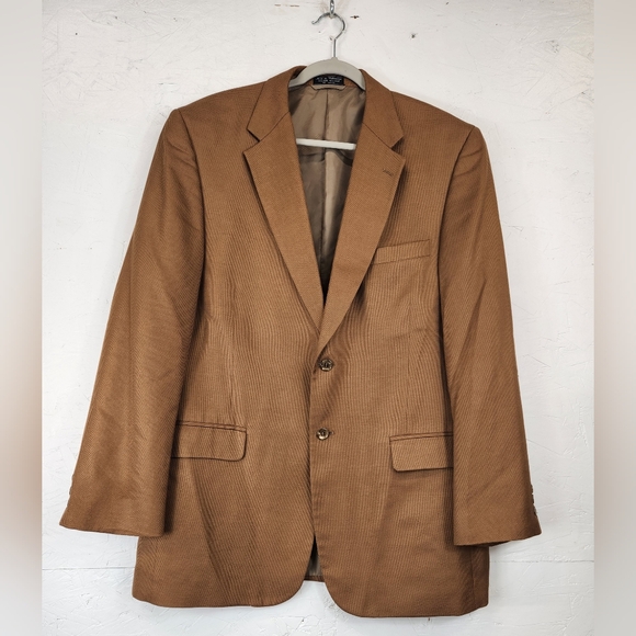 Bernhard Altmann Couture 55-45 Silk Wool Brown Coat Blazer Jacket Mens‎ 44L FLAW